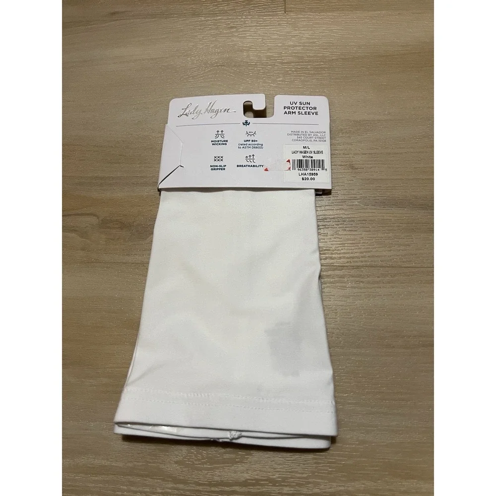 New Lady Hagen‎ Women's Sun UV UPF 50+ Protector Arm Sleeves Medium/Large White